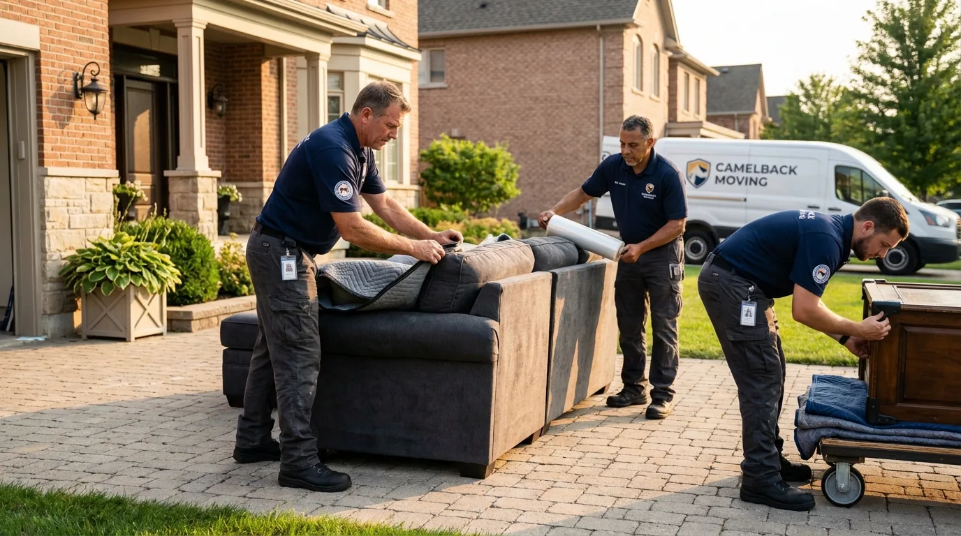 Large estate moving crew wrapping furniture in Douglas, WY